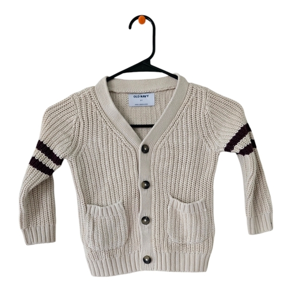 Old Navy Sweater Sz 2T Tan Toddlers Button Up Heavy Cozy Pockets Academia - Picture 1 of 8